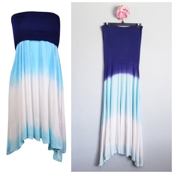 Raviya Blue Dip Dye Convertible Maxi Dress - Picture 1 of 6